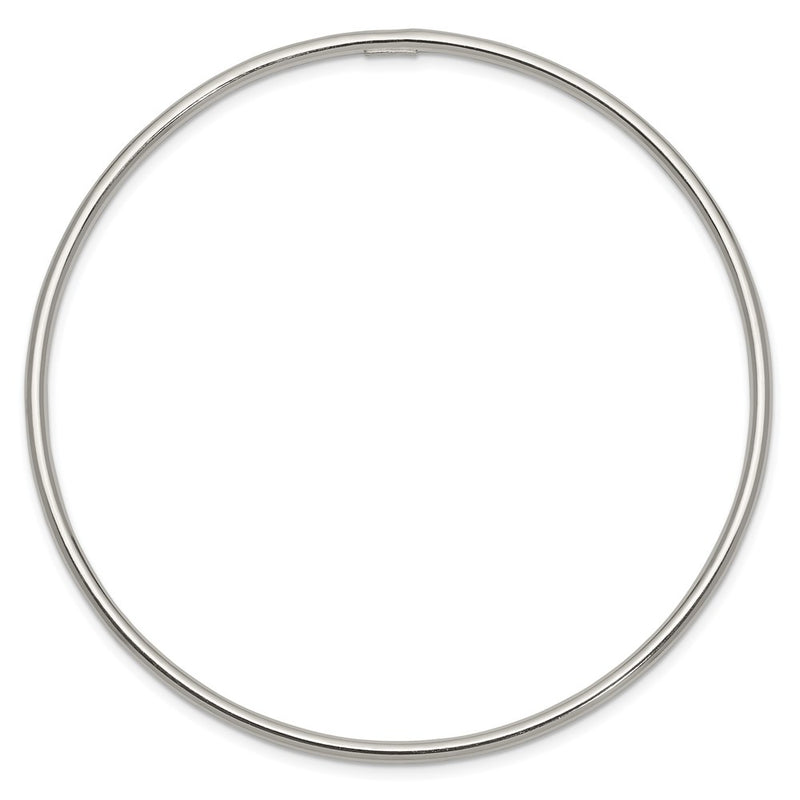 Sterling Silver Rhodium-Plated 2mm Slip-On Bangle Bracelet