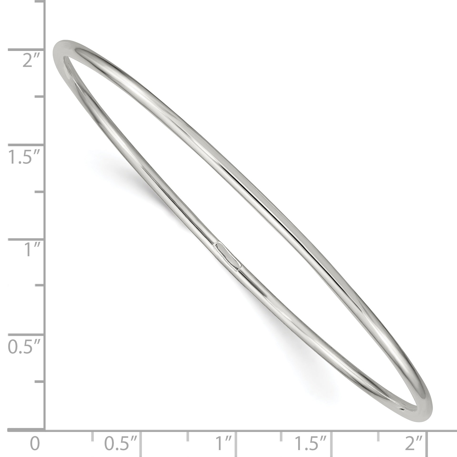 Sterling Silver Rhodium-Plated 2mm Slip-On Bangle Bracelet