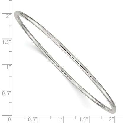Sterling Silver Rhodium-Plated 2mm Slip-On Bangle Bracelet