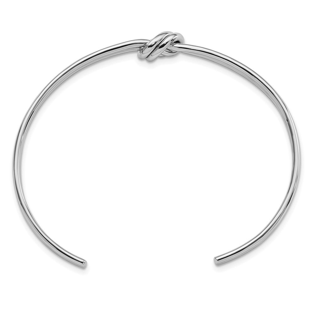 Sterling Silver Rhodium-Plated Polished Knot Cuff Bangle