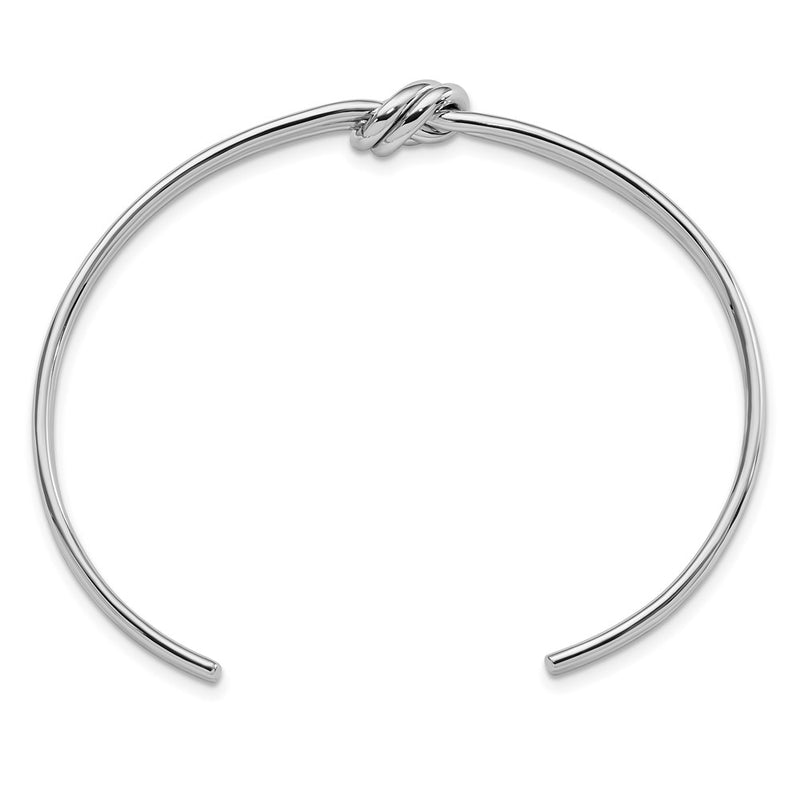 Sterling Silver Rhodium-Plated Polished Knot Cuff Bangle