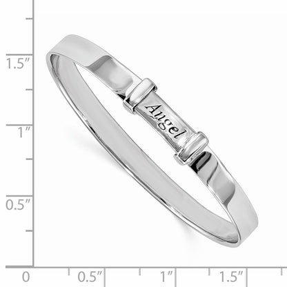 Sterling Silver Rhod-Plate Childs Enamel Angel Expandable Bangle