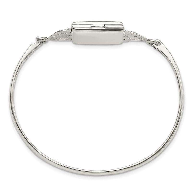 Sterling Silver Polished Rectangular 20mm Locket Bangle
