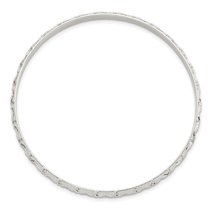 Sterling Silver Diamond Cut Patterned Slip-On Bangle