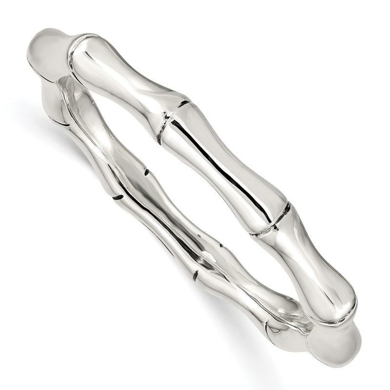 Sterling Silver Polished Bamboo Slip-On Bangle