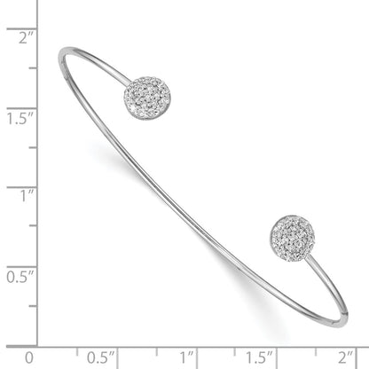 Sterling Silver Rhodium Plated Cz Bangle