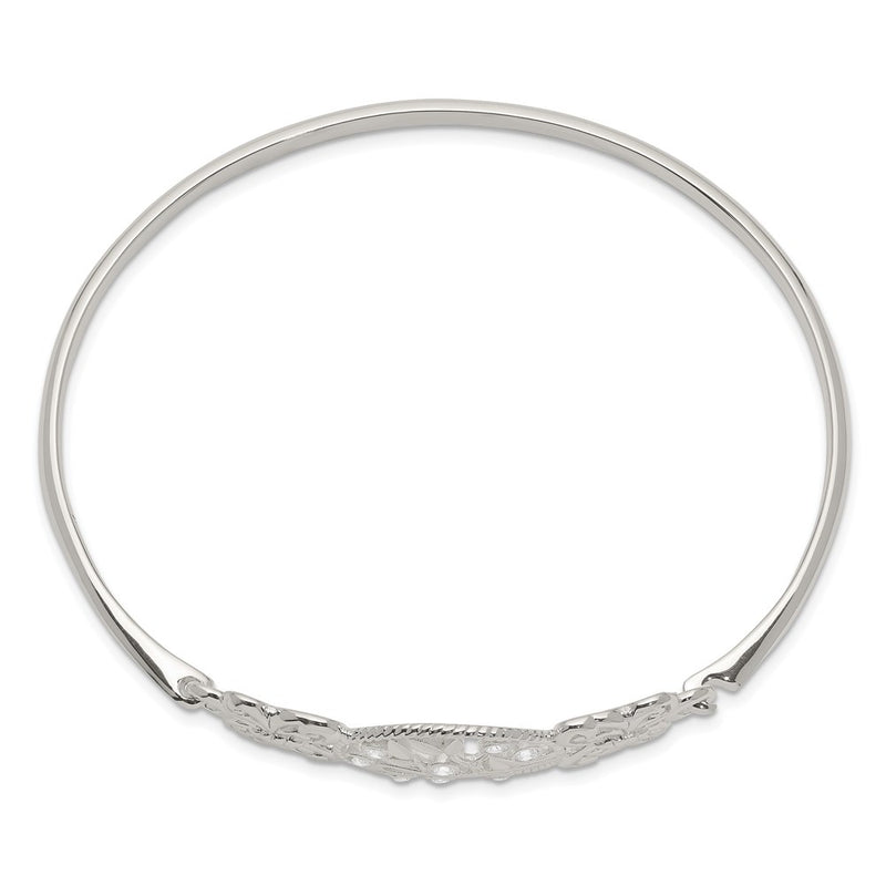 Sterling Silver Butterfly And Cz Tree Bangle