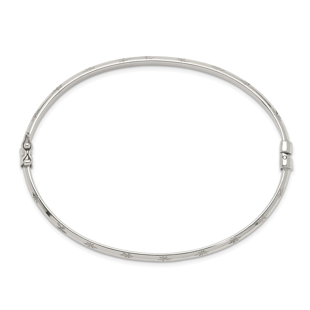 Sterling Silver D/C 4mm Bangle And 3mm Hoop Earring Set