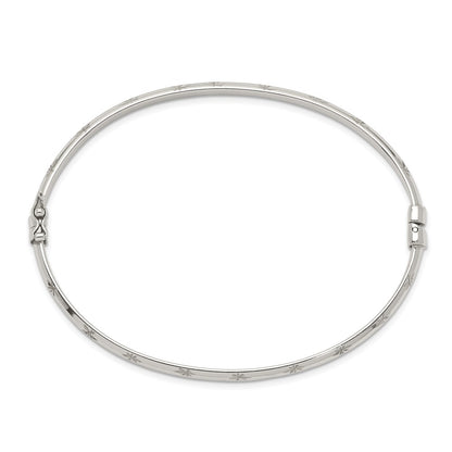 Sterling Silver D/C 4mm Bangle And 3mm Hoop Earring Set