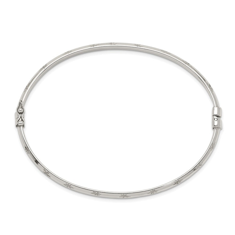 Sterling Silver D/C 4mm Bangle And 3mm Hoop Earring Set