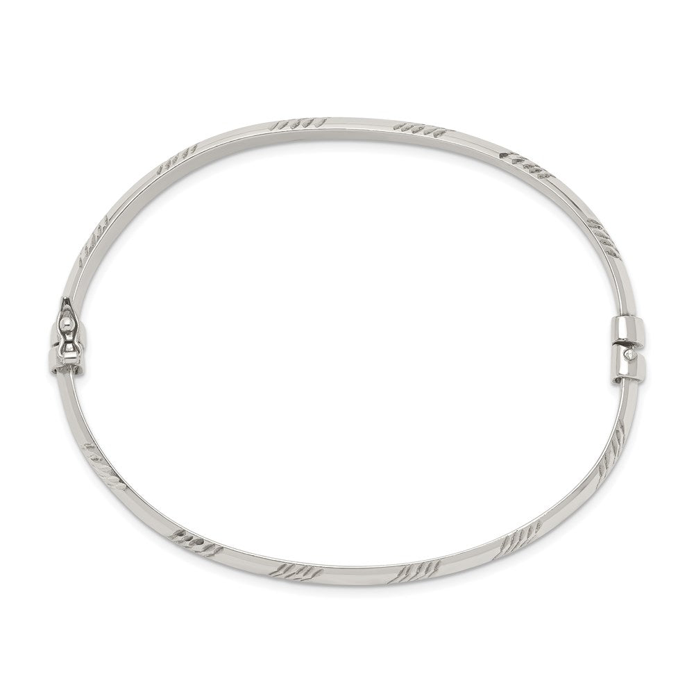 Sterling Silver D/C 6mm Bangle And 4mm Hoop Earring Set
