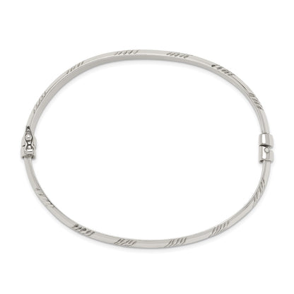 Sterling Silver D/C 6mm Bangle And 4mm Hoop Earring Set