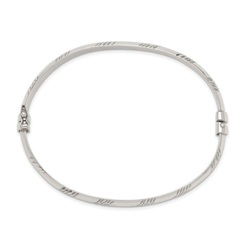 Sterling Silver D/C 6mm Bangle And 4mm Hoop Earring Set