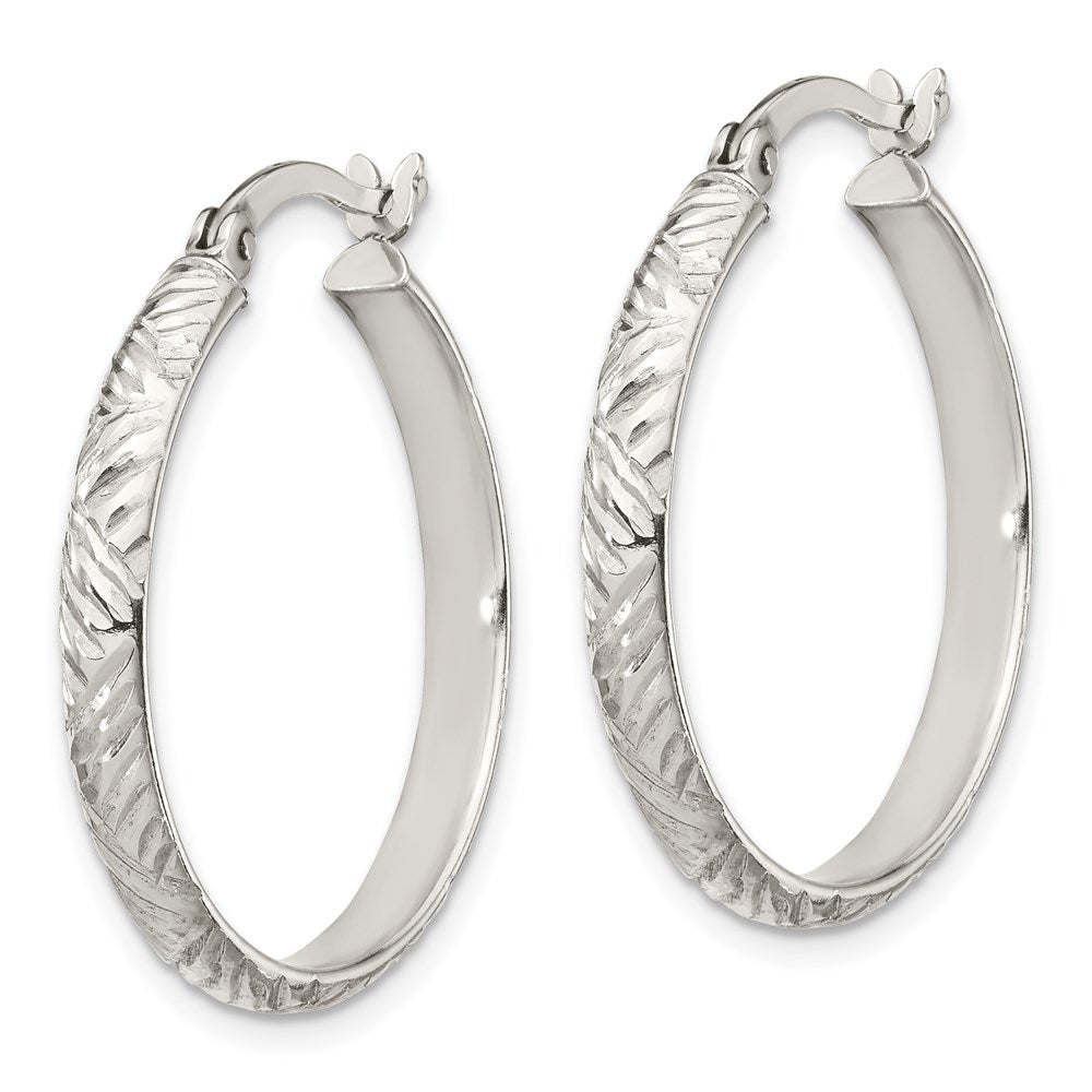 Sterling Silver D/C 4mm Bangle And 3mm Hoop Earring Set