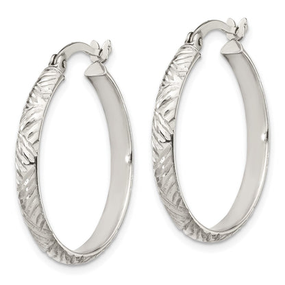 Sterling Silver D/C 4mm Bangle And 3mm Hoop Earring Set