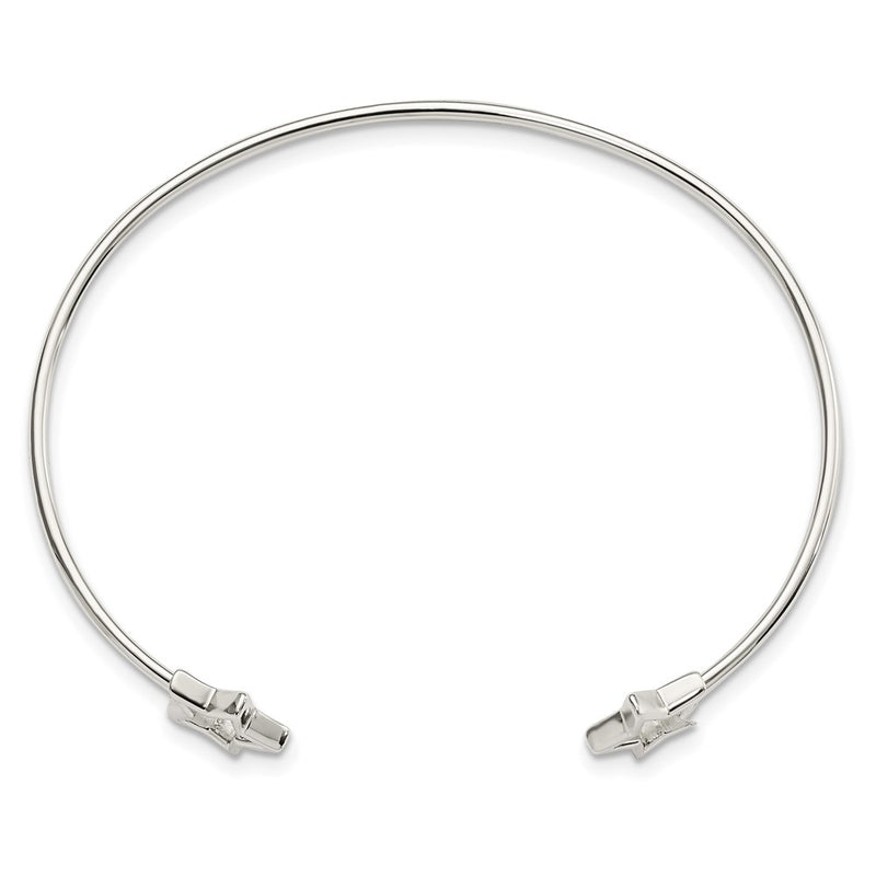 Sterling Silver Cut-Out Star Cuff Bangle