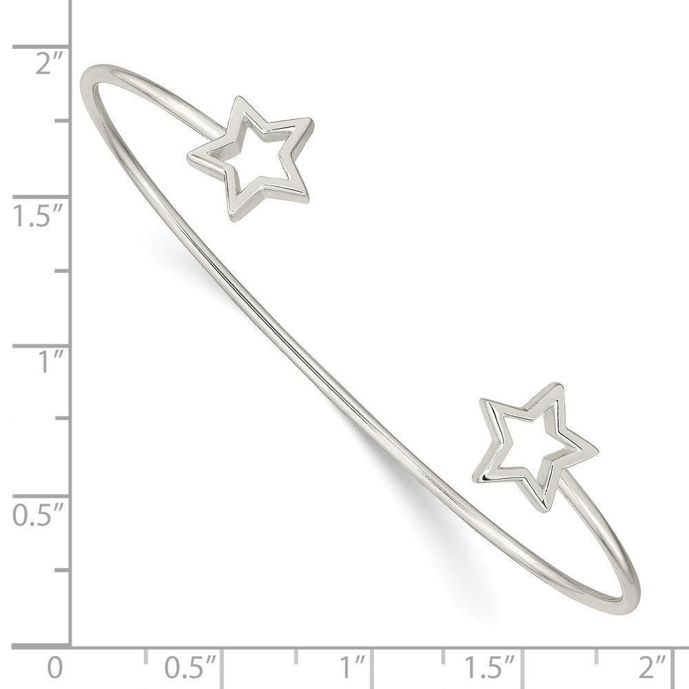 Sterling Silver Cut-Out Star Cuff Bangle