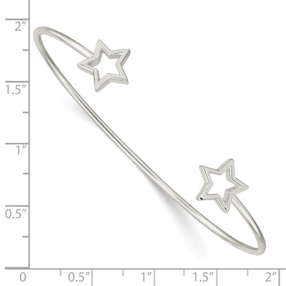 Sterling Silver Cut-Out Star Cuff Bangle