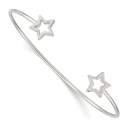 Sterling Silver Cut-Out Star Cuff Bangle