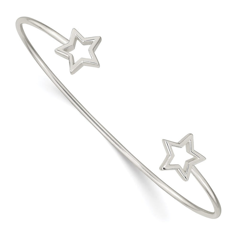 Sterling Silver Cut-Out Star Cuff Bangle