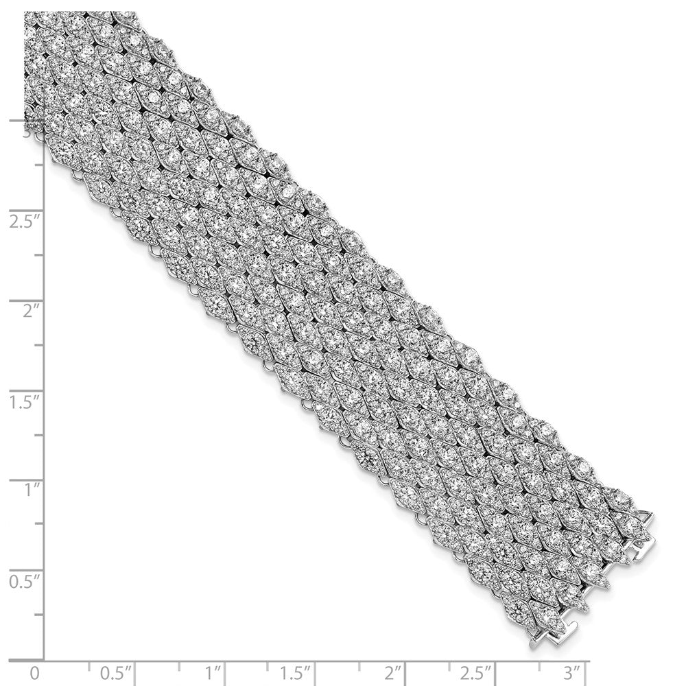 Sterling Silver Shimmer Rhodium-Plated 6.75 Inch 759 Stone Cz Mesh Bracelet