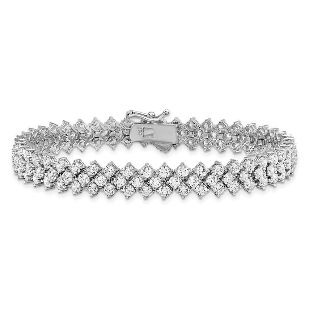 Sterling Silver Rhodium-Plated 138 CZ Polished 7"" Bracelet