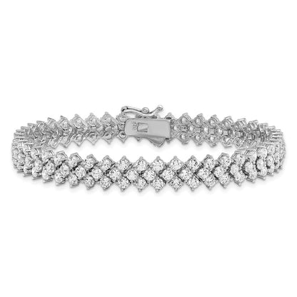 Sterling Silver Rhodium-Plated 138 CZ Polished 7"" Bracelet
