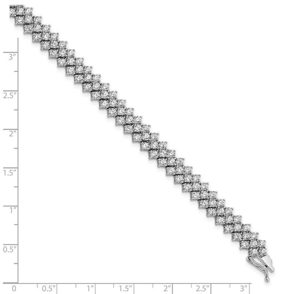 Sterling Silver Rhodium-Plated 138 CZ Polished 7"" Bracelet