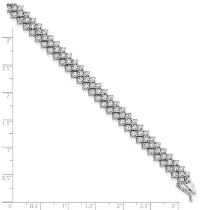 Sterling Silver Rhodium-Plated 138 CZ Polished 7"" Bracelet