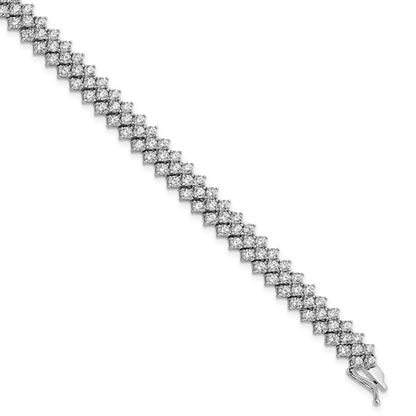 Sterling Silver Rhodium-Plated 138 CZ Polished 7"" Bracelet