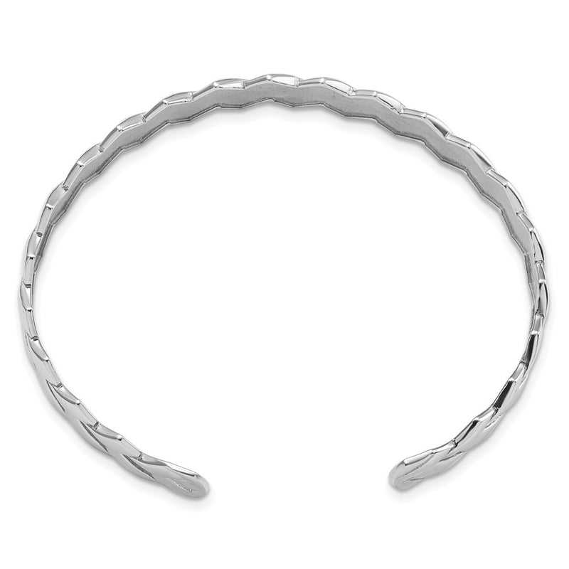 Sterling Silver Rhodium-Plated Polished Cuff Bangle