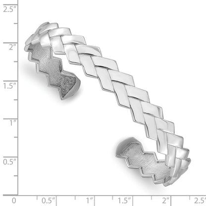 Sterling Silver Rhodium-Plated Polished Cuff Bangle