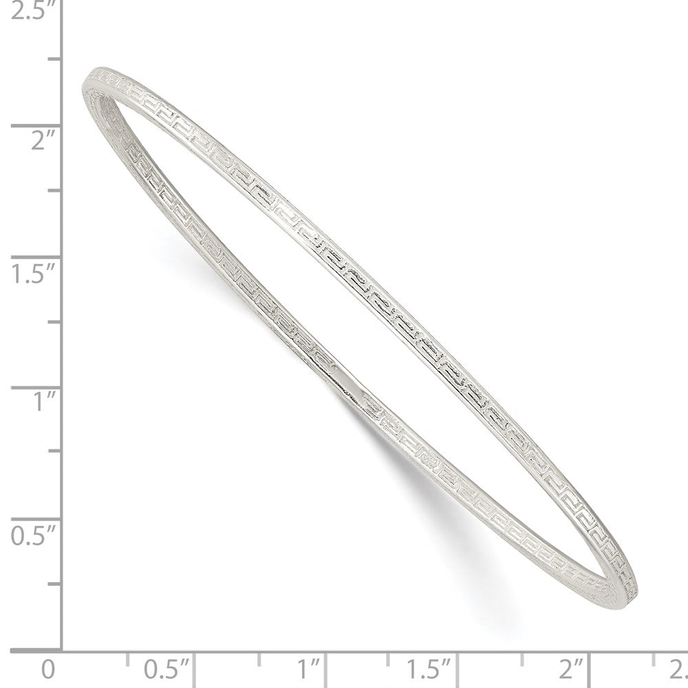 Sterling Silver Polished 2.25mm Greek Key Slip-On Bangle