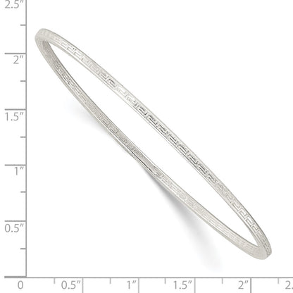 Sterling Silver Polished 2.25mm Greek Key Slip-On Bangle