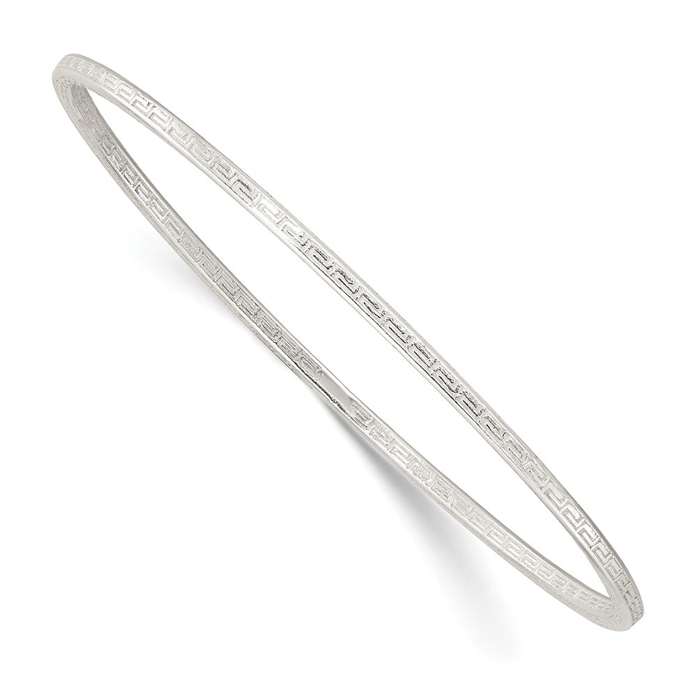 Sterling Silver Polished 2.25mm Greek Key Slip-On Bangle
