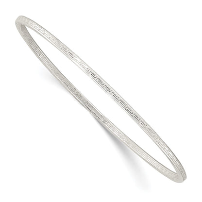 Sterling Silver Polished 2.25mm Greek Key Slip-On Bangle