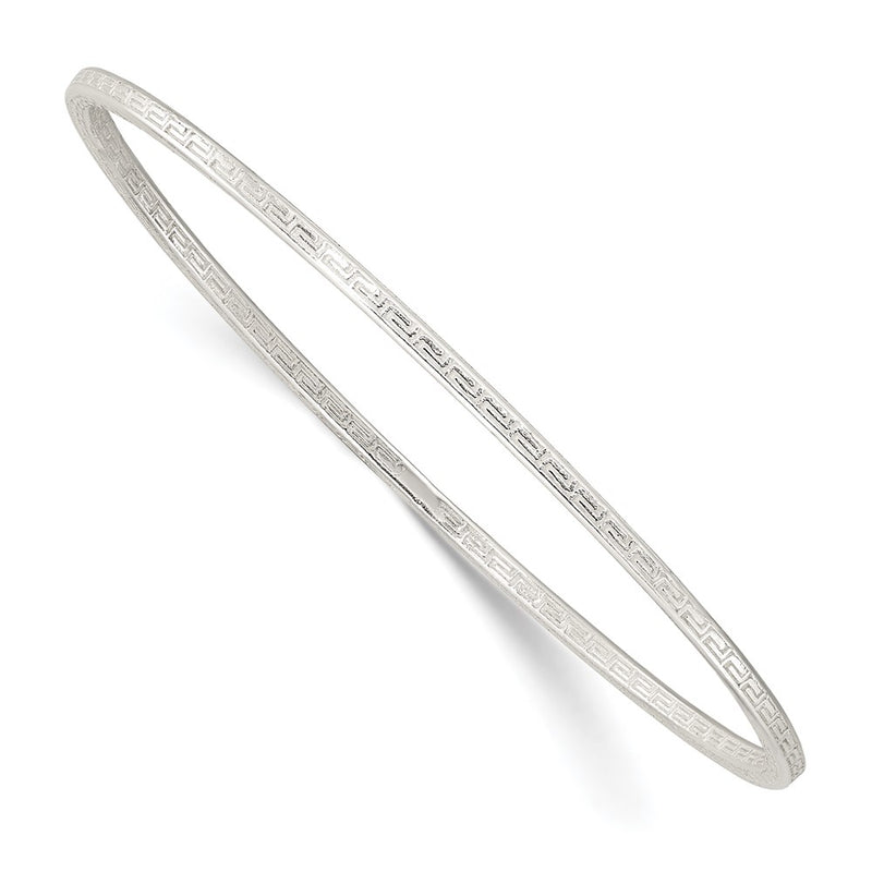 Sterling Silver Polished 2.25mm Greek Key Slip-On Bangle