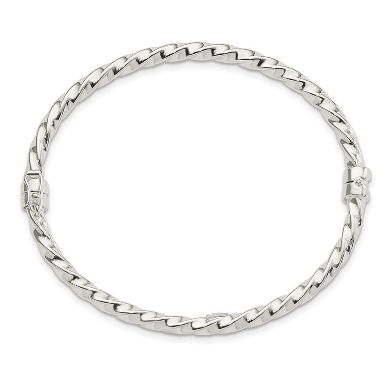 Sterling Silver Polished Twisted Hinged Bangle