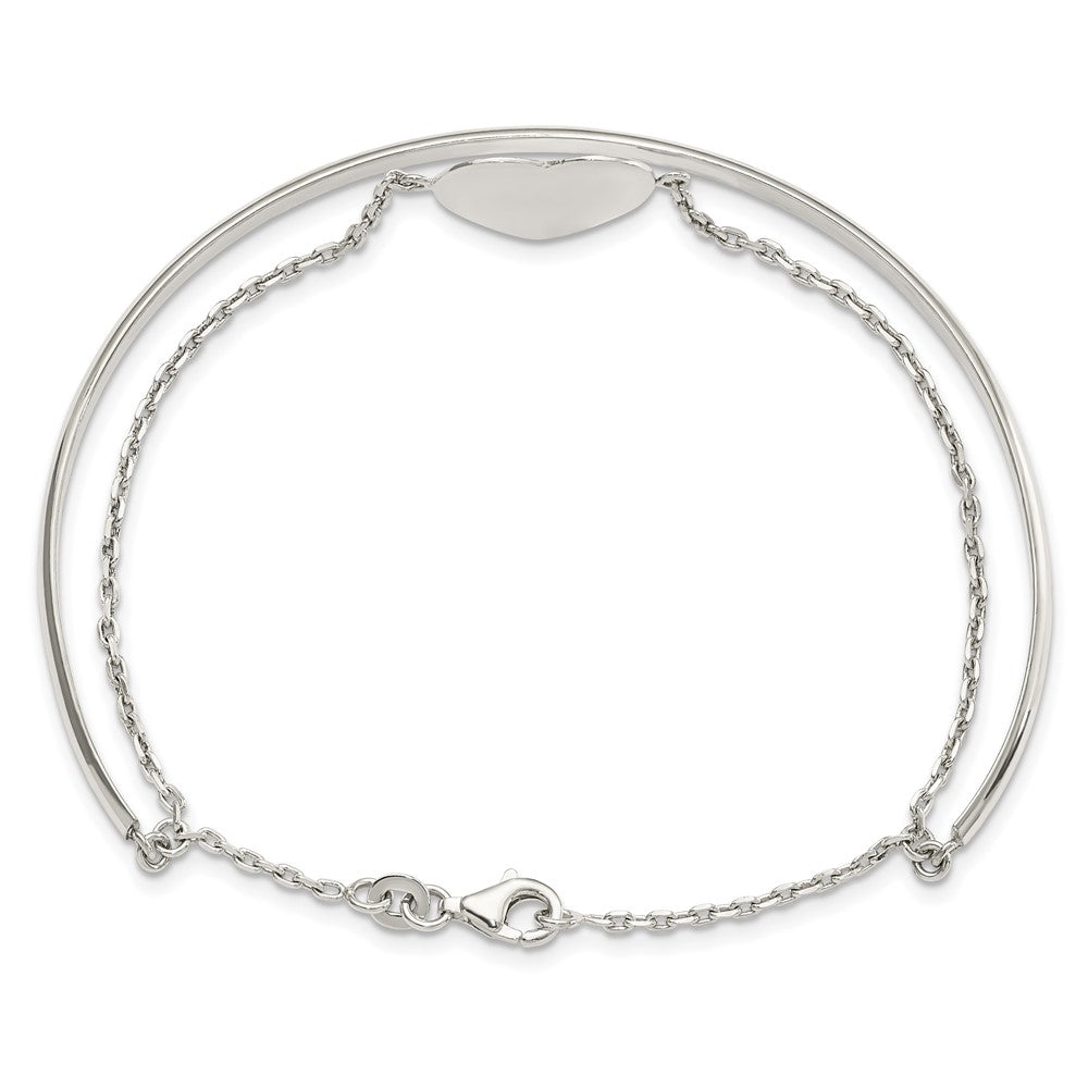 Sterling Silver Polished Heart Ring And Bangle