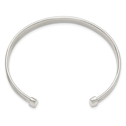 Sterling Silver Polished Textured Cuff Bangle Bracelet