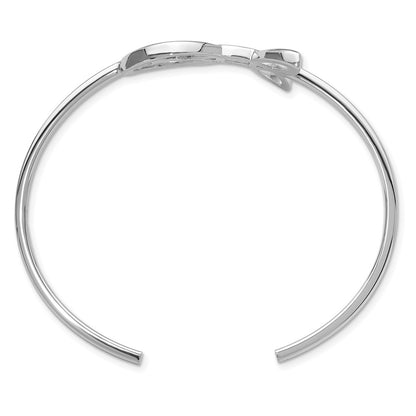 Sterling Silver Rhodium-Plated Trinity Knot Cuff Bangle