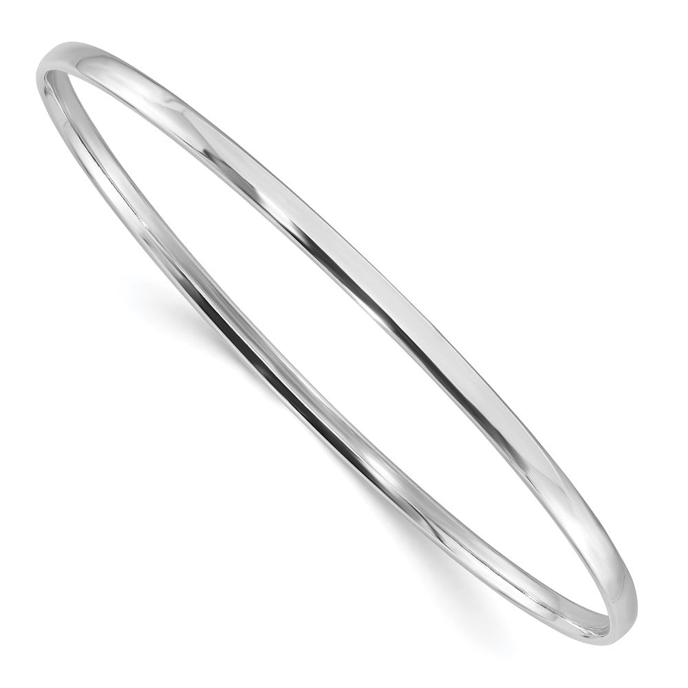 Sterling Silver Rhodium-Plated Polished 3.00mm Slip on Bangle