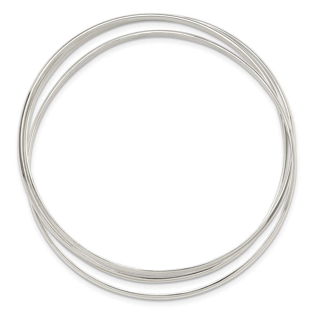 Sterling Silver Polished Triple Intertwined Slip on Bangle