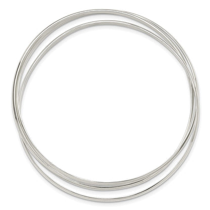 Sterling Silver Polished Triple Intertwined Slip on Bangle