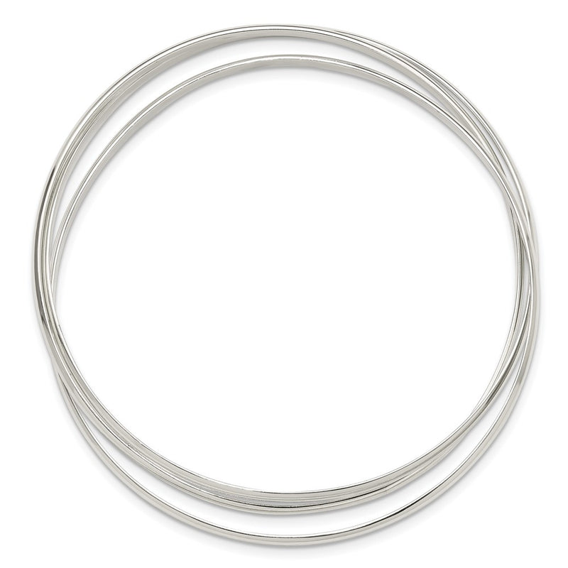 Sterling Silver Polished Triple Intertwined Slip on Bangle