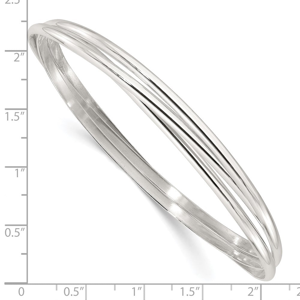 Sterling Silver Polished Triple Intertwined Slip on Bangle