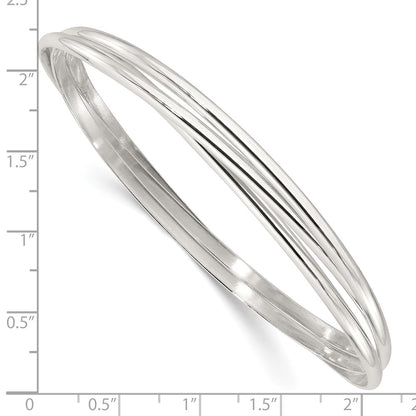 Sterling Silver Polished Triple Intertwined Slip on Bangle