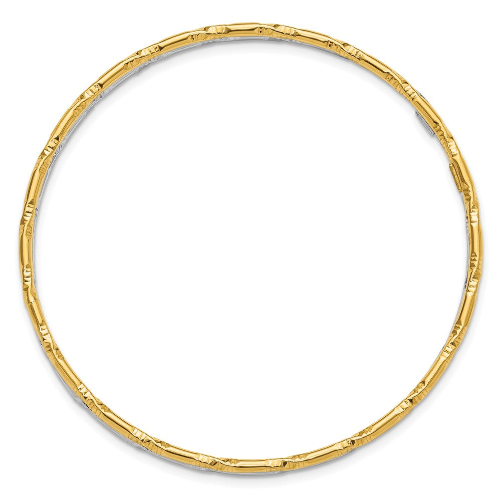 Sterling Silver Rhodium-Plated Gold-Tone Diamond-Cut Set of 2 Bangles