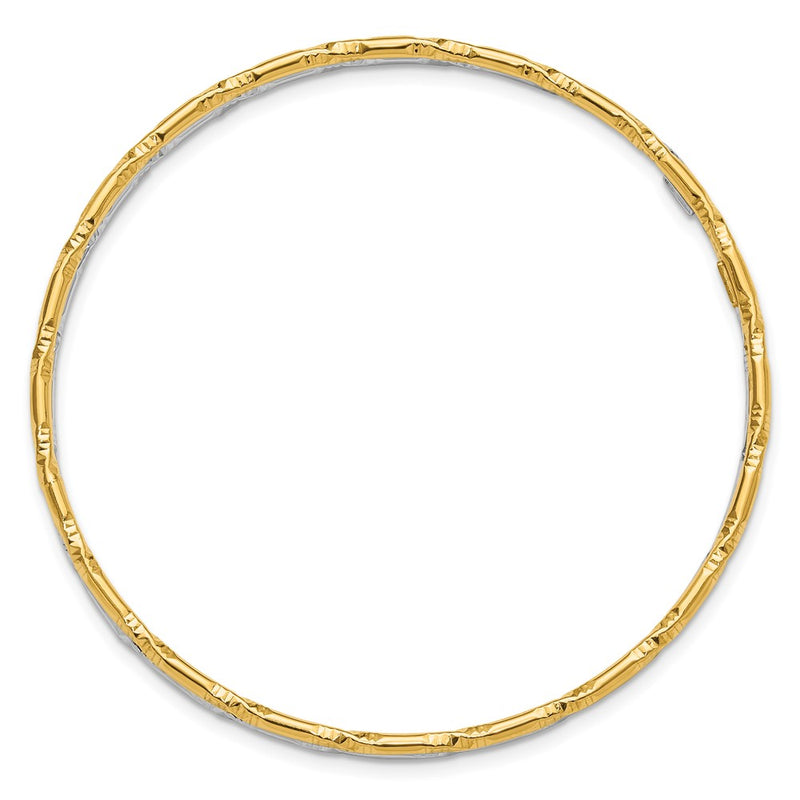 Sterling Silver Rhodium-Plated Gold-Tone Diamond-Cut Set of 2 Bangles