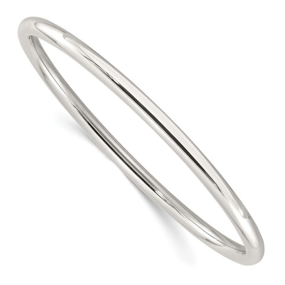 Sterling Silver Polished 4mm Tube Slip-On Bangle